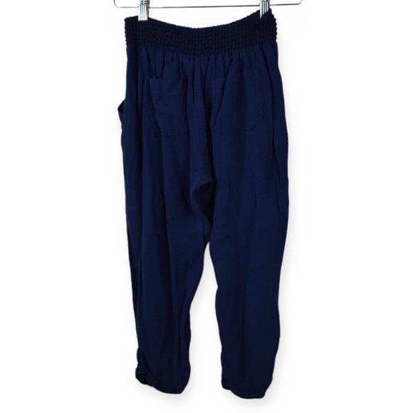 Hannah Pants M Womens Navy Blue Rayon Jogger Drawstring Elastic Wasitband - Picture 6 of 8